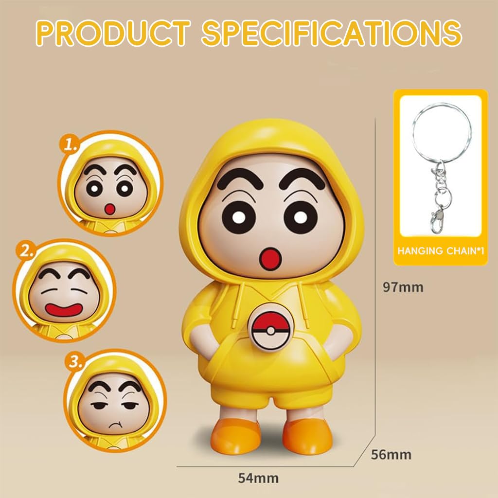 ZIBUYU® Kawaii Keychain Charm Bag Charm Cartoon Crayon Shin-chan Action Figure with Lobster Keyring Fun Variable Changing Face Expression Crayon Shin-chan Charm Gift