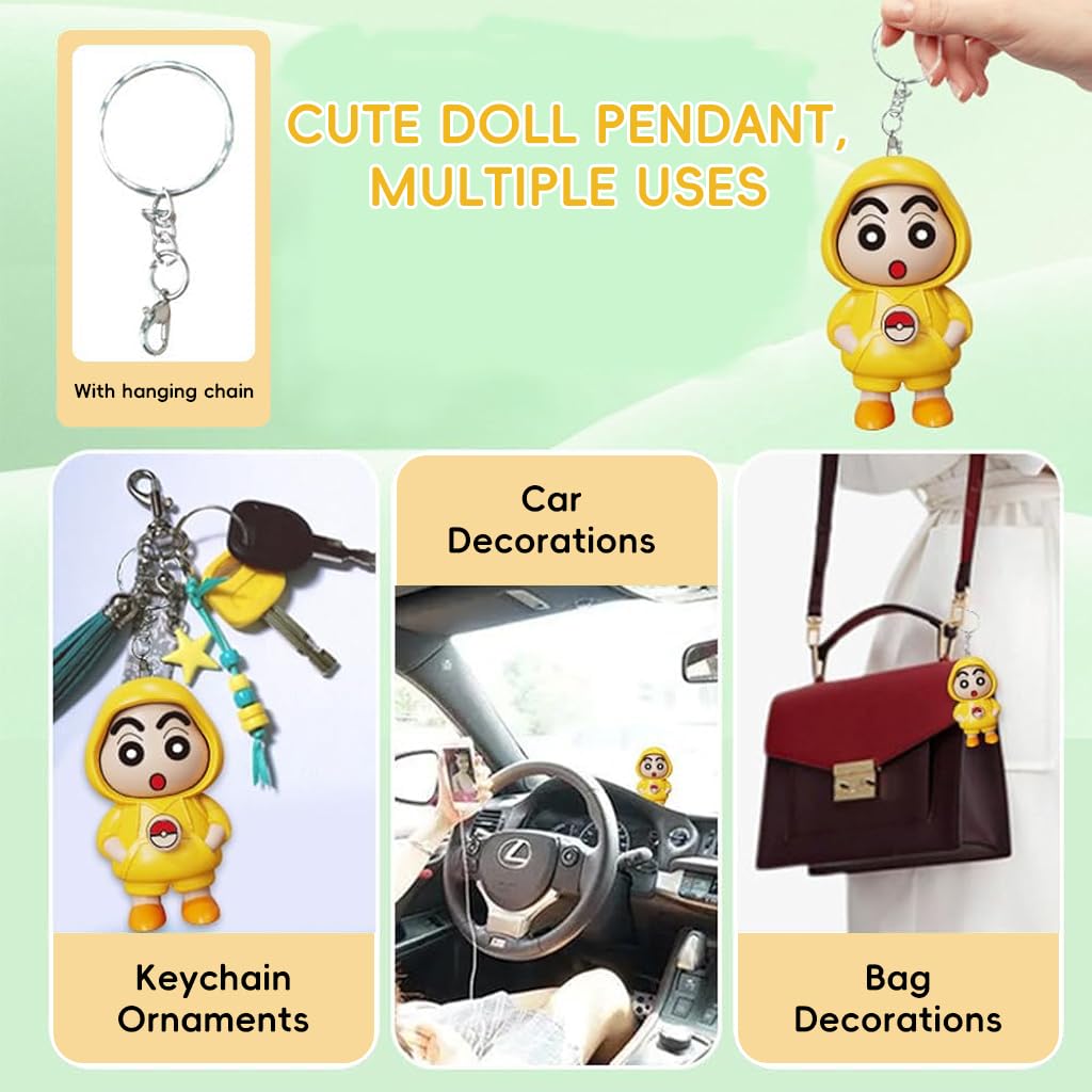 ZIBUYU® Kawaii Keychain Charm Bag Charm Cartoon Crayon Shin-chan Action Figure with Lobster Keyring Fun Variable Changing Face Expression Crayon Shin-chan Charm Gift