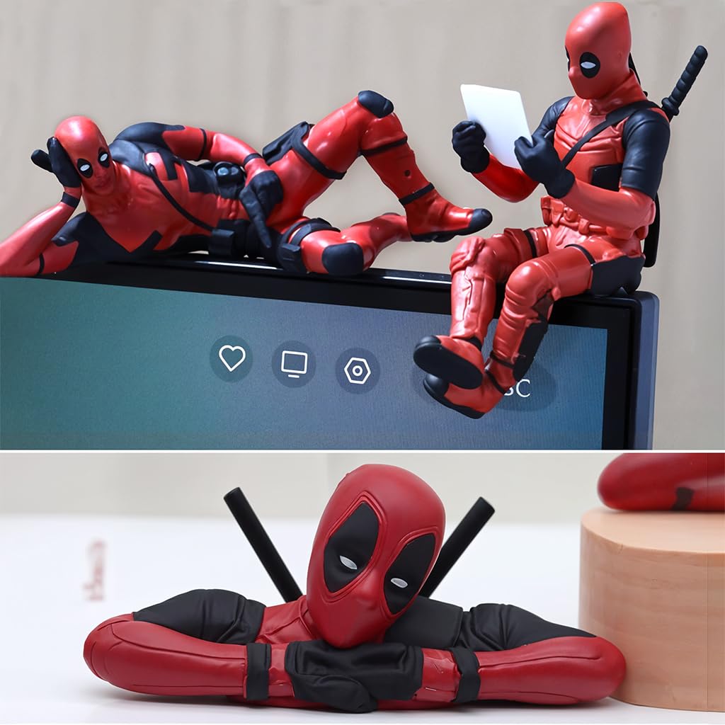 ZIBUYU® Deadpool Car Decor 3 pcs Set, Car Dashboard Decoration Items, Anime Figurines Desk Decor Fun Deadpool Toy Figurines for Office Desk, Home Décor, Unique Decoration for Car Interiors