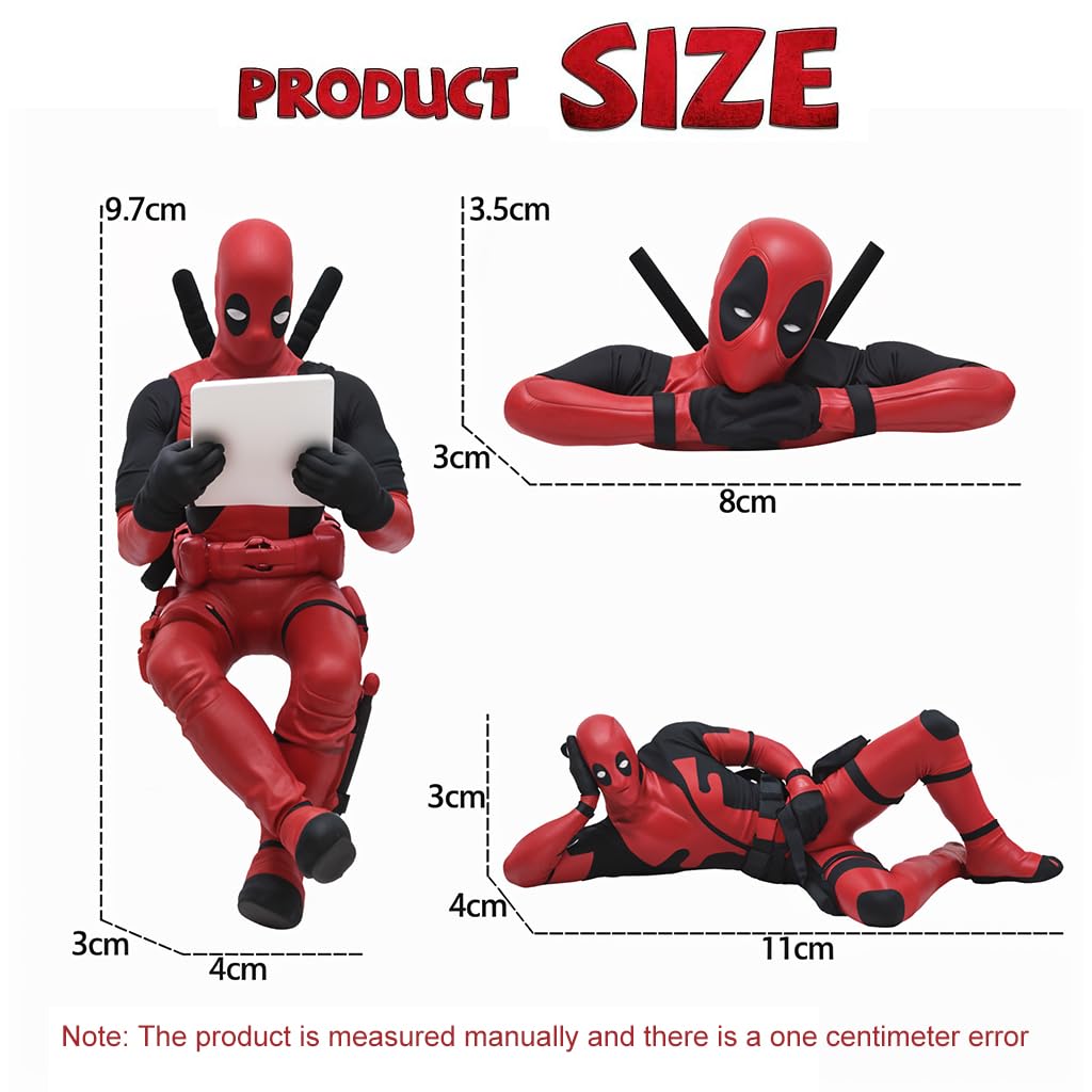 ZIBUYU® Deadpool Car Decor 3 pcs Set, Car Dashboard Decoration Items, Anime Figurines Desk Decor Fun Deadpool Toy Figurines for Office Desk, Home Décor, Unique Decoration for Car Interiors